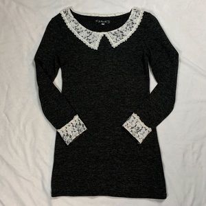 Heather gray dress with lace collar and cuffs